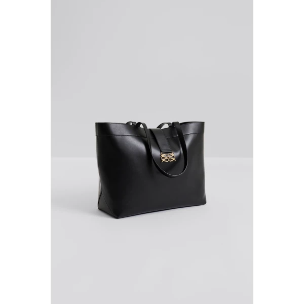 By Malina Monogram Tote Bag in Black | Totes & Top-Handle Bags | Coveti
