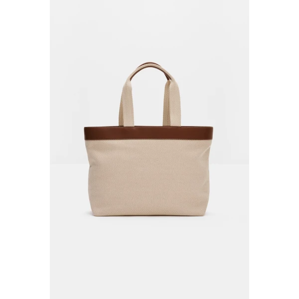 By Malina Monogram Tote Bag in Light Taupe | Totes & Top-Handle Bags | Coveti