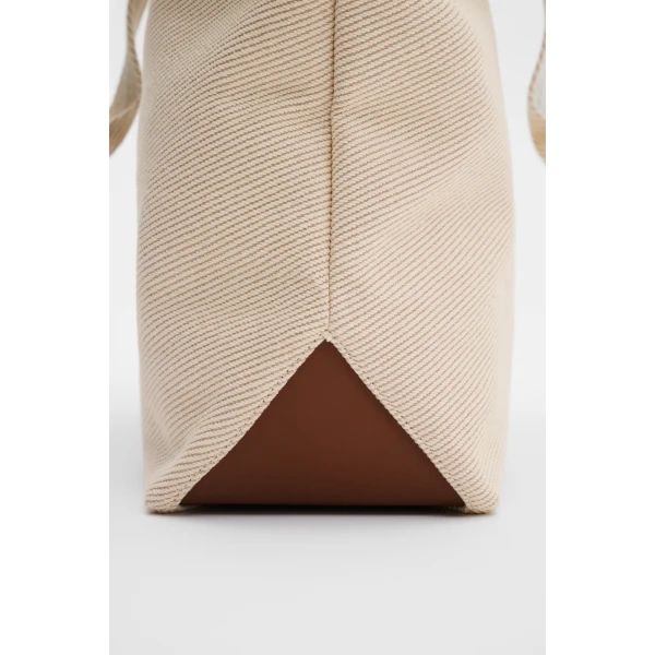 By Malina Monogram Tote Bag in Light Taupe | Totes & Top-Handle Bags | Coveti