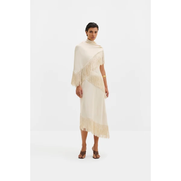 By Malina Nalia Scarf in Pearl | Scarves | Coveti