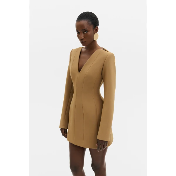 By Malina Ninni Mini Dress in Camel | Mini Dresses | Coveti