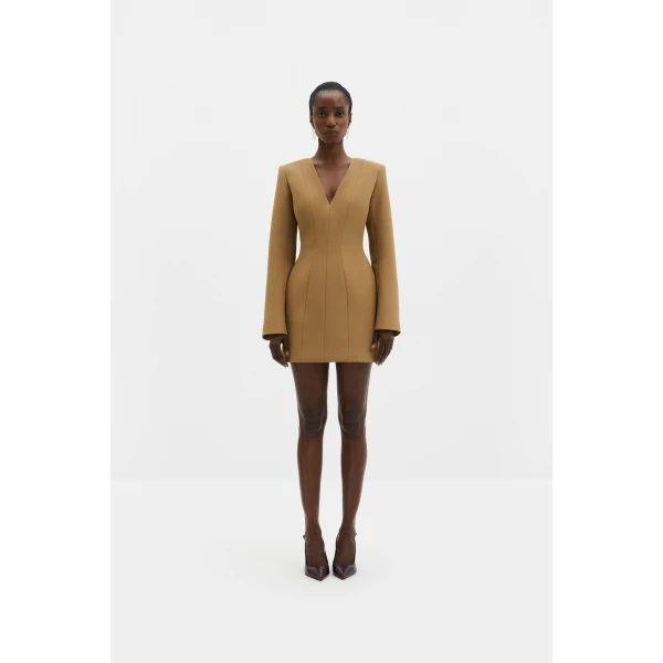 By Malina Ninni Mini Dress in Camel | Mini Dresses | Coveti