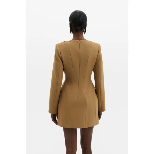 By Malina Ninni Mini Dress in Camel | Mini Dresses | Coveti