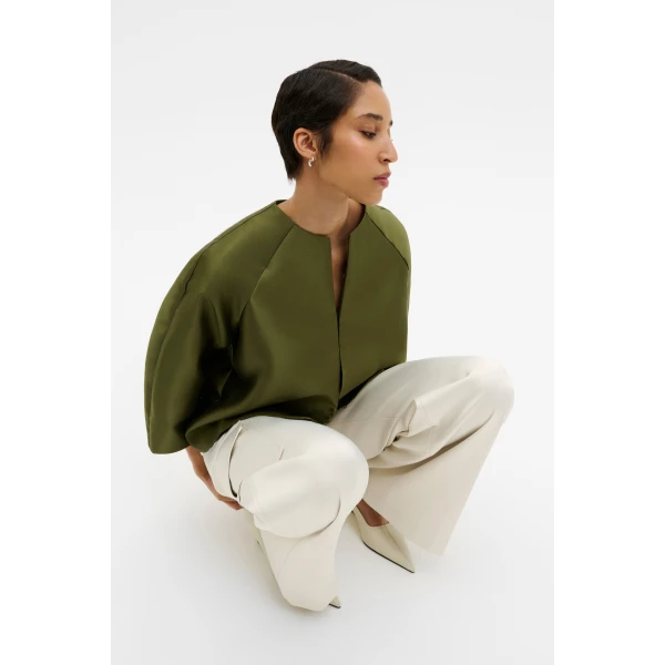 By Malina Novalie Blouse in Moss Green | Blouse | Coveti