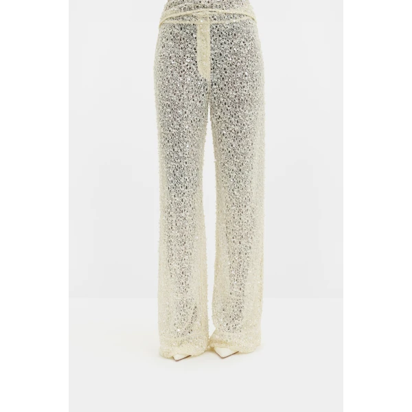 By Malina Pamela Trousers in Pearl | Pants | Coveti