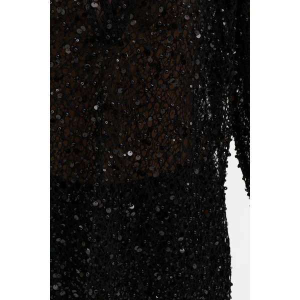 By Malina Philippa Embellished Lace Shirt in Black | Shirts | Coveti