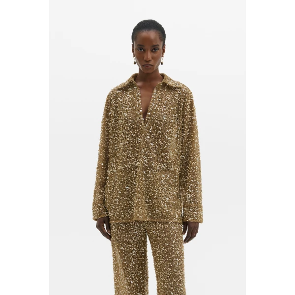 By Malina Philippa Shirt in Camel | Shirts | Coveti