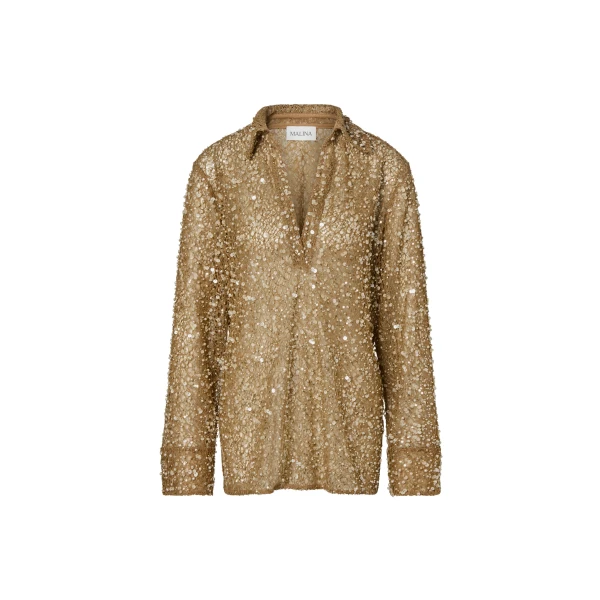 By Malina Philippa Shirt in Camel | Shirts | Coveti