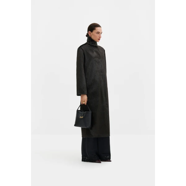 By Malina Phoebe Coat in Black | Coats | Coveti