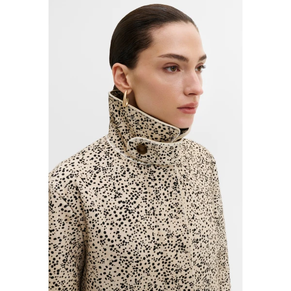 By Malina Phoebe Leather Coat in Shaded Dot | Leather Coats | Coveti