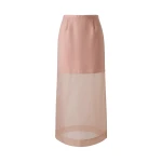 By Malina Sanna Straight Sheer Midi Skirt in Soft Pink | Midi Skirts | Coveti