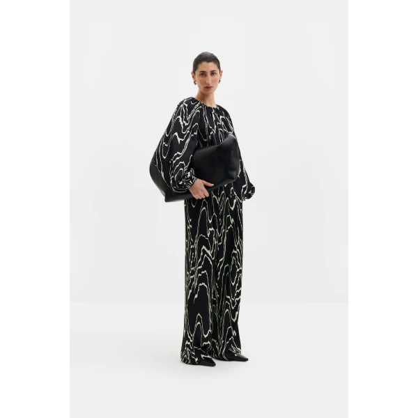 By Malina Sarah Trousers in Black Marble | Pants | Coveti