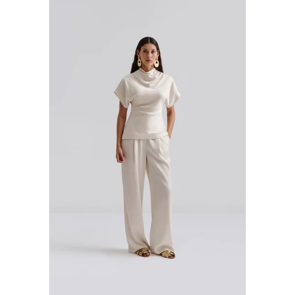 By Malina Sarah Trousers in Vanilla | Pants | Coveti