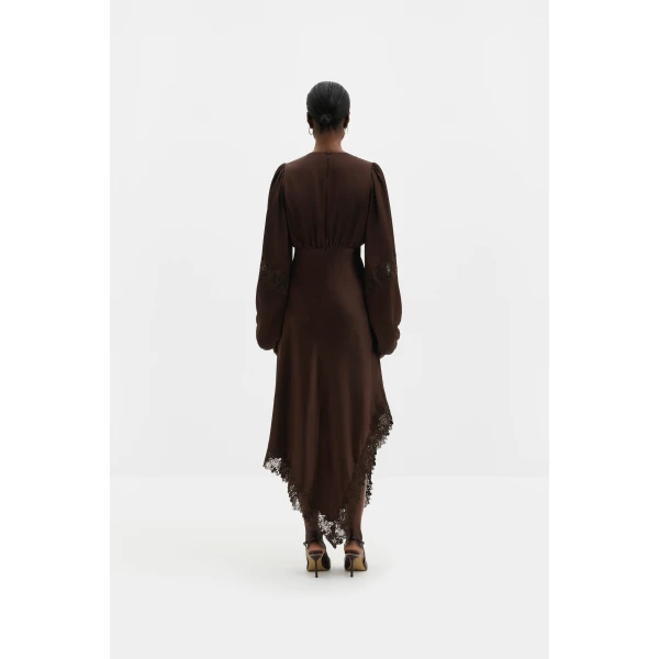 By Malina Seema Maxi Dress in Dark Brown | Maxi Dresses | Coveti
