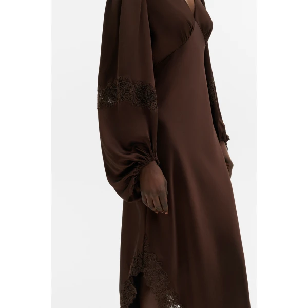 By Malina Seema Maxi Dress in Dark Brown | Maxi Dresses | Coveti
