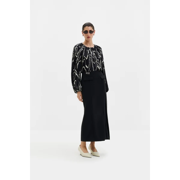 By Malina Shelly Midi Skirt in Black, view 2
