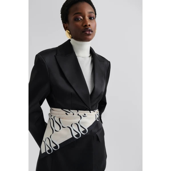 By Malina Silk Twill Scarf 65x65 in Monogram Cream | Scarves | Coveti
