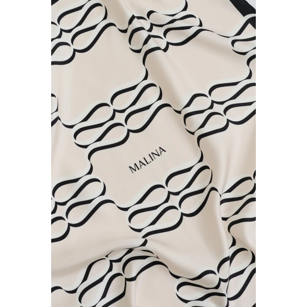 By Malina Silk Twill Scarf 65x65 in Monogram Cream | Scarves | Coveti
