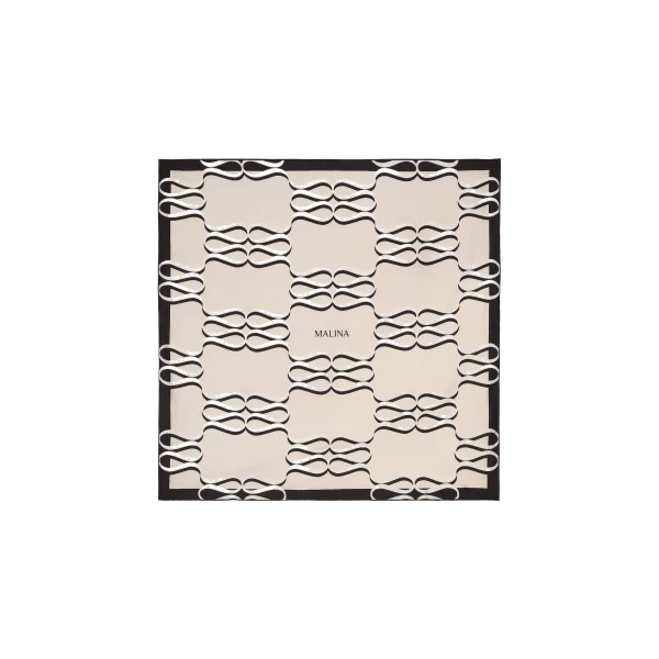 Silk Twill Scarf 65x65 in Monogram Cream