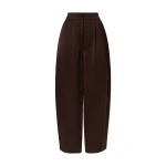 By Malina Smilla Satin Trousers in Dark Brown | Pants | Coveti