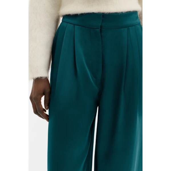 By Malina Smilla Satin Trousers in Teal | Pants | Coveti