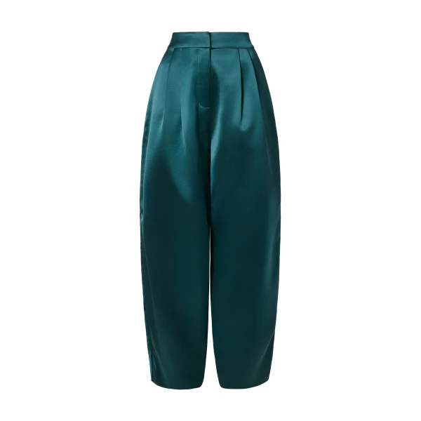 By Malina Smilla Satin Trousers in Teal | Pants | Coveti