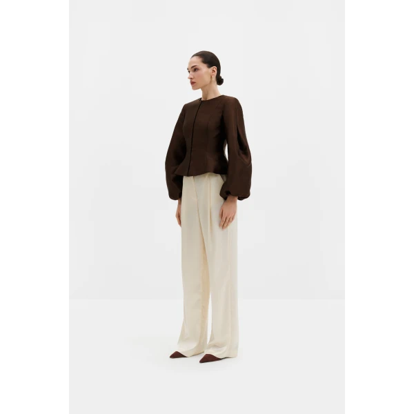 By Malina Vendela Blouse in Dark Brown | Blouse | Coveti