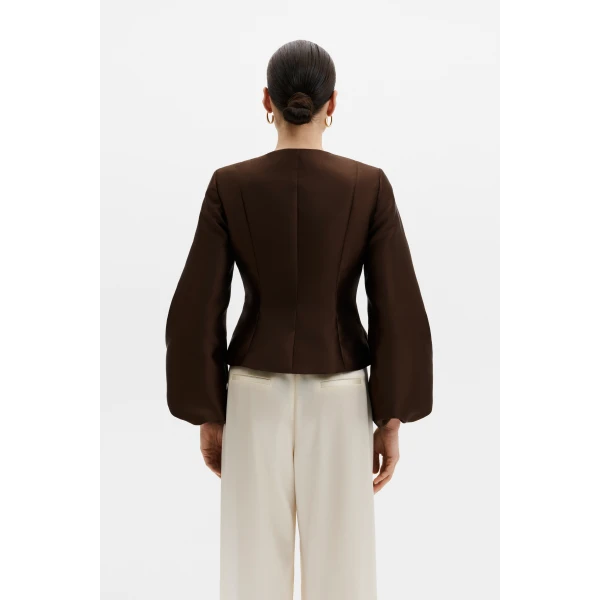 By Malina Vendela Blouse in Dark Brown | Blouse | Coveti