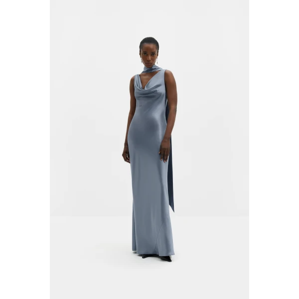 By Malina Vida Maxi Dress in Steel Blue | Maxi Dresses | Coveti