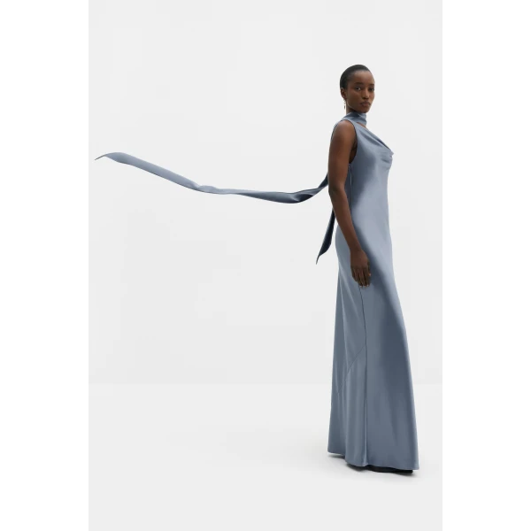 By Malina Vida Maxi Dress in Steel Blue | Maxi Dresses | Coveti
