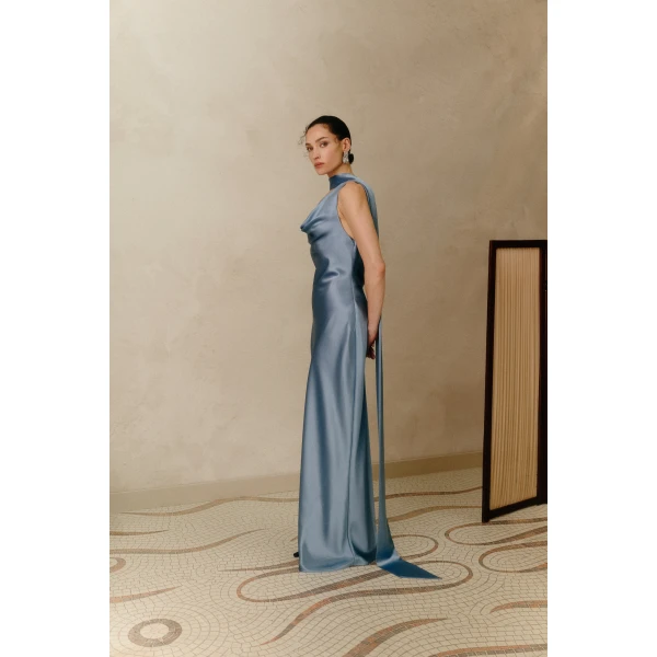 By Malina Vida Maxi Dress in Steel Blue | Maxi Dresses | Coveti