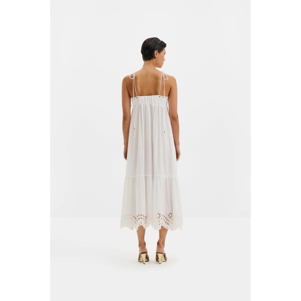 By Malina Vilda Midi Dress in White | Midi Dresses | Coveti