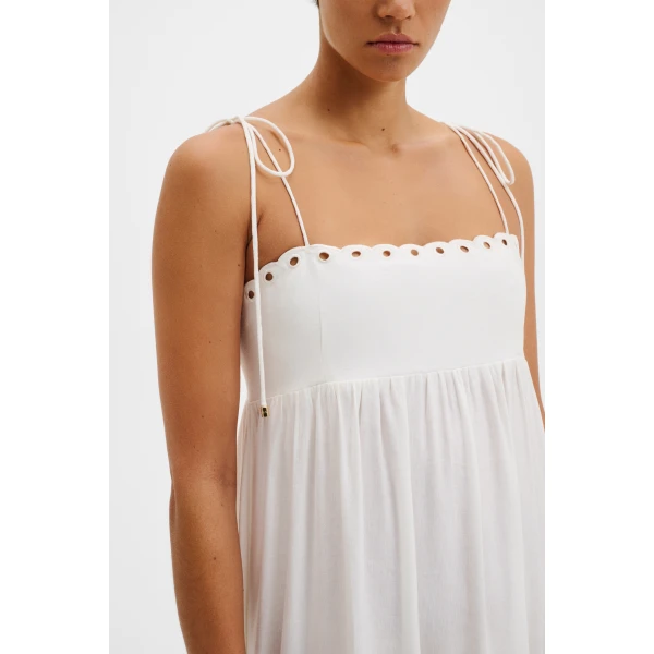 By Malina Vilda Midi Dress in White | Midi Dresses | Coveti