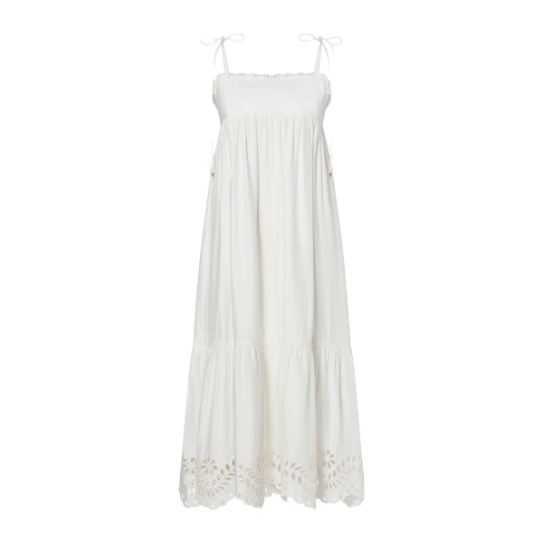 By Malina Vilda Midi Dress in White | Midi Dresses | Coveti