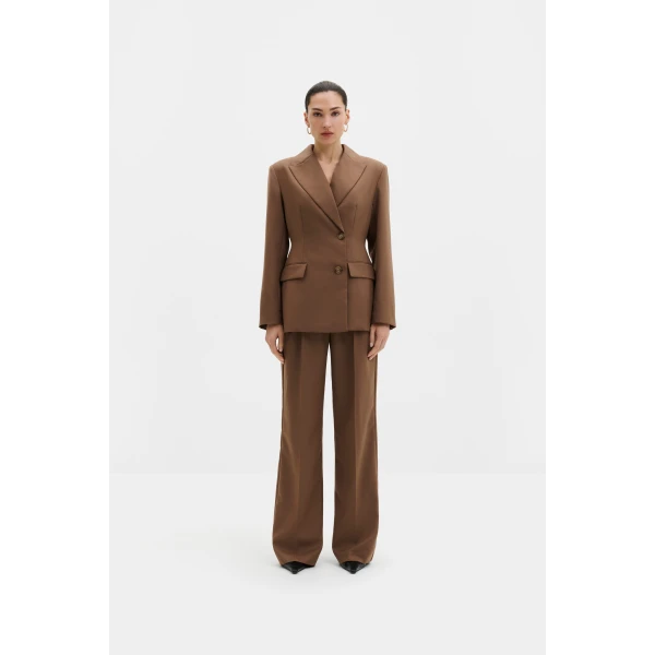 By Malina Yana Pants in Camel | Wide leg pants | Coveti