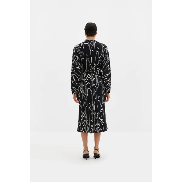 By Malina Zora Long Sleeve Midi Dress in Black Marble | Midi Dresses | Coveti