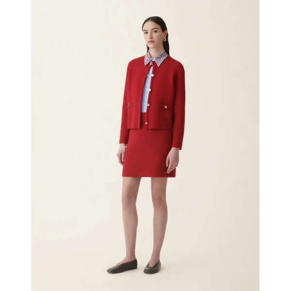 Fabiana Filippi Boyfriend Poplin Shirt in Light Blue and Red