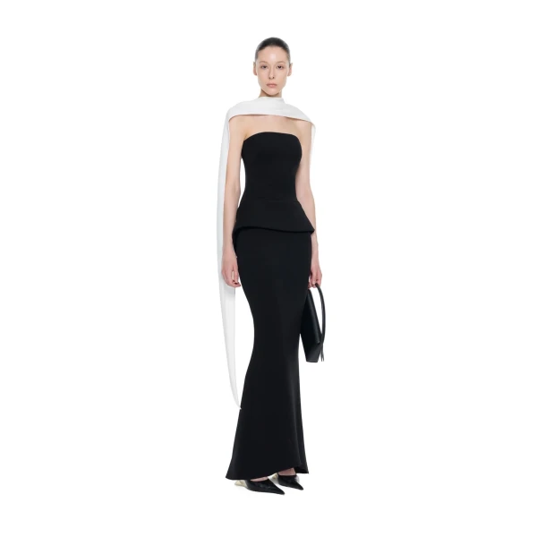 CHATS by C.Dam Alcor Dress in Black and White | Maxi Dresses | Coveti