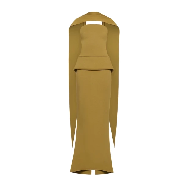 CHATS by C.Dam Alcor Dress in Mustard Green | Maxi Dresses | Coveti