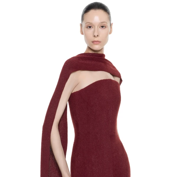 CHATS by C.Dam Alpus Dress in Maroon Red, view 4