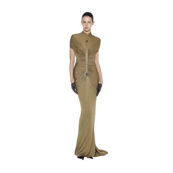CHATS by C.Dam Cecilia Dress in Mustard Green | Maxi Dresses | Coveti