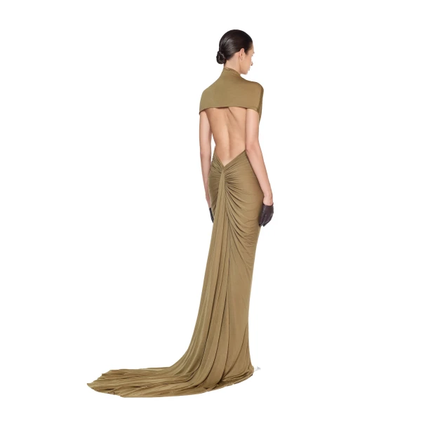 CHATS by C.Dam Edith Dress in Mustard Green | Maxi Dresses | Coveti