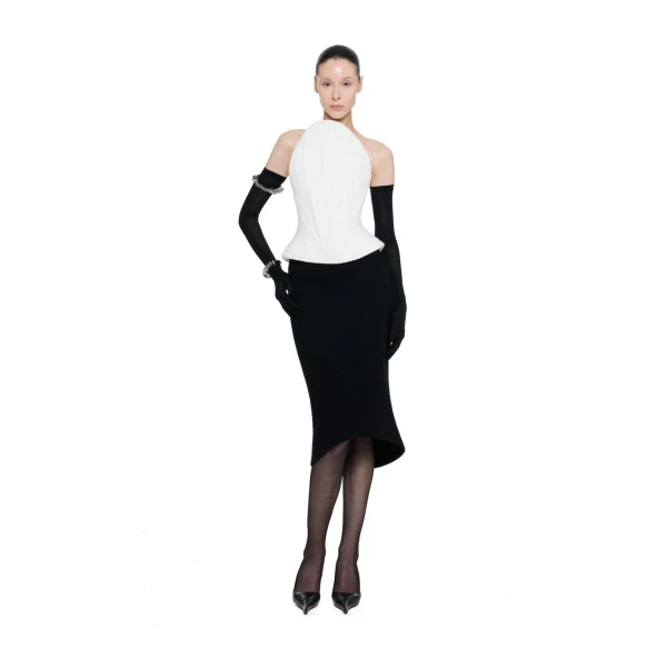 CHATS by C.Dam Grim Corset Top in White | Sleeveless | Coveti