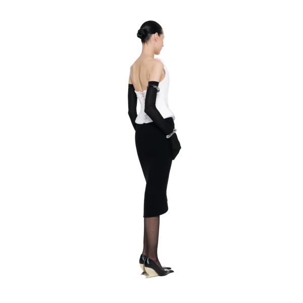 CHATS by C.Dam Grim Corset Top in White | Sleeveless | Coveti