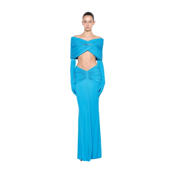 CHATS by C.Dam Hayat Top and Skirt Set in Cerulean Blue, view 2