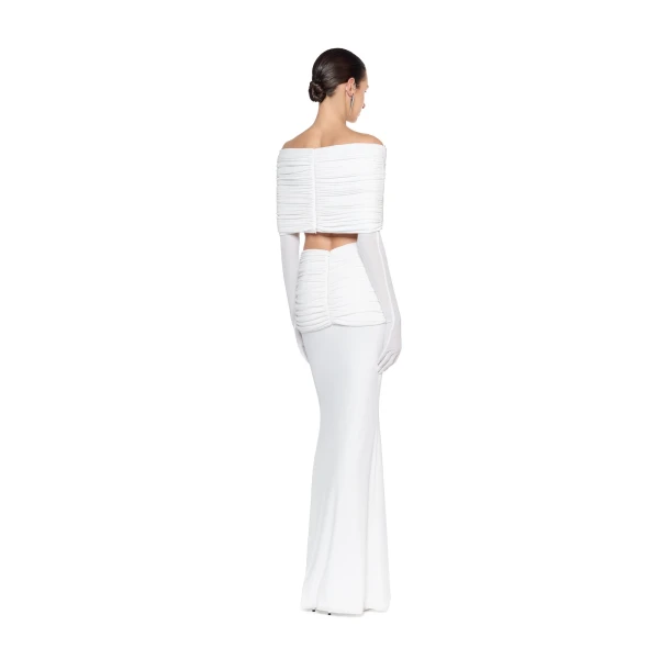 CHATS by C.Dam Hayat Top and Skirt Set in White | Off The Shoulder | Coveti