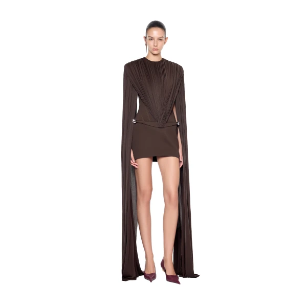 CHATS by C.Dam Irene Dress in Brown | Mini Dresses | Coveti