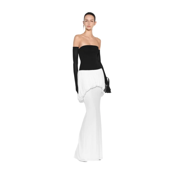 CHATS by C.Dam Katherine Dress in Black and White | Maxi Dresses | Coveti