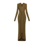 CHATS by C.Dam Keid Dress in Brown Moss | Maxi Dresses | Coveti