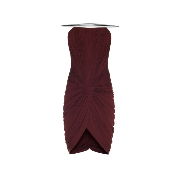 CHATS by C.Dam Lise Dress in Maroon | Mini Dresses | Coveti